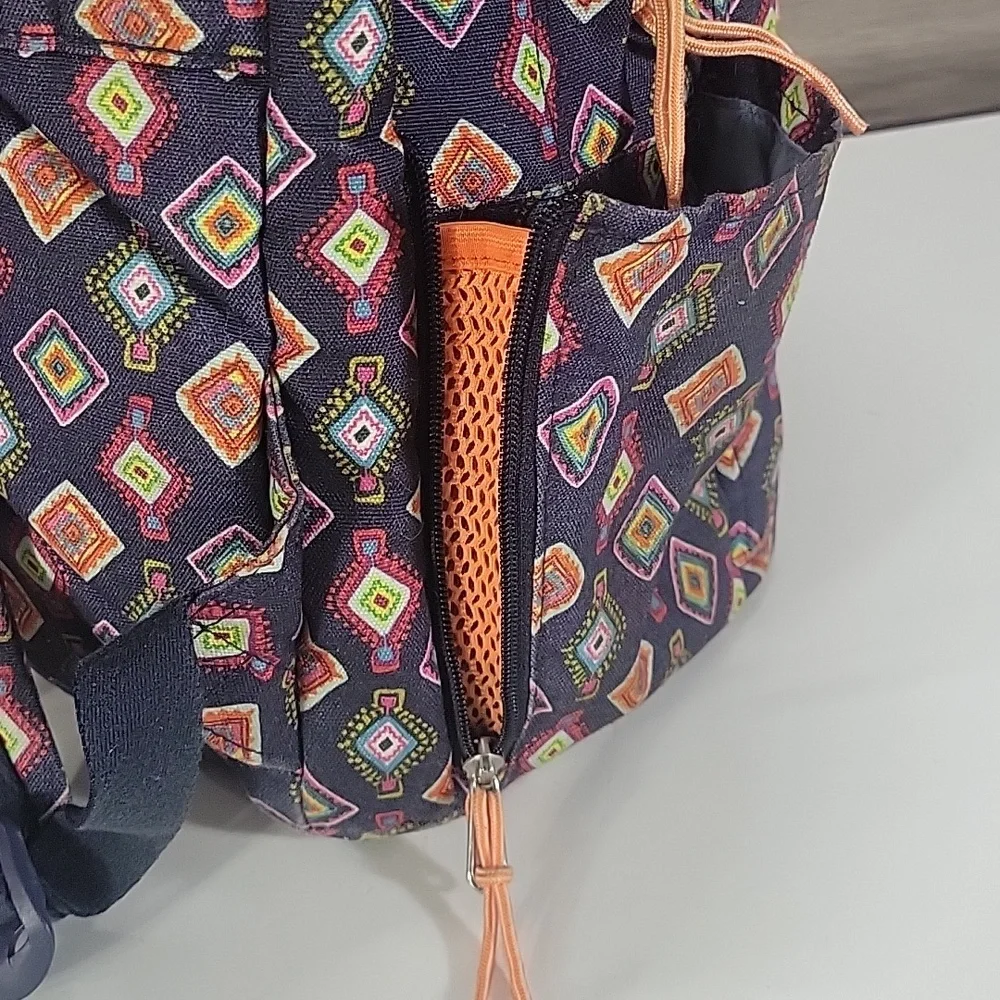 Vera Bradley Mini Medallions Backpack with Blue Multicolor Diamond Pattern